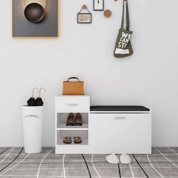 vidaXL Klupa za cipele bijela 94,5 x 31 x 57 cm od konstruiranog drva