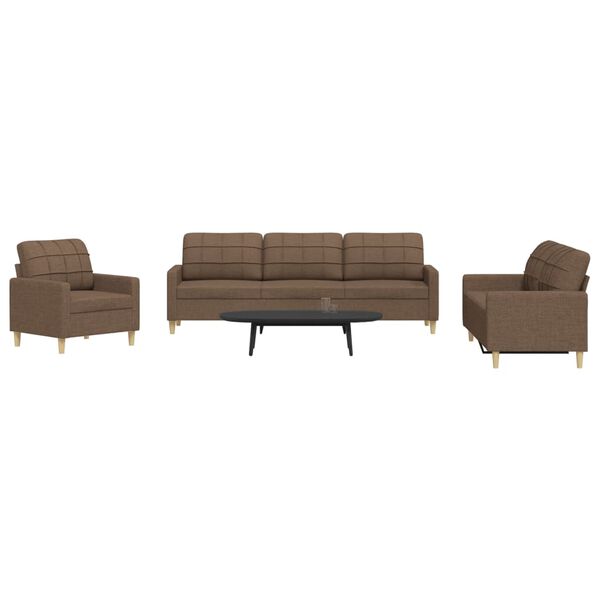 vidaXL 3-dijelni set sofa smeđi od tkanine
