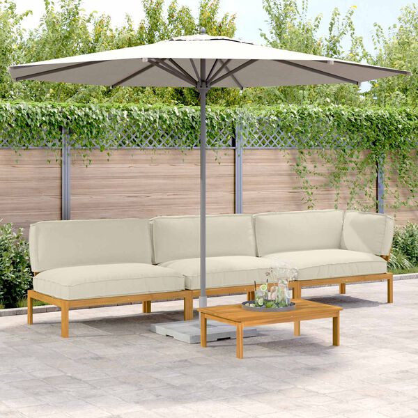 vidaXL Set sofe s jastukom Jednobojno 4 pcs Krema Čvrsto drvo akacije