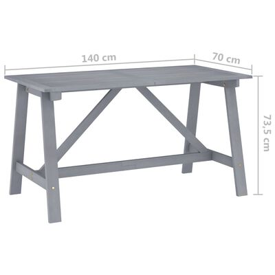 vidaXL Vrtni blagovaonski stol sivi 140 x 70 x 73,5 cm od drva bagrema