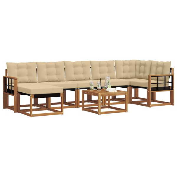 vidaXL Set vanjskih sofa s jastukom 8 pcs Prirodna i bež