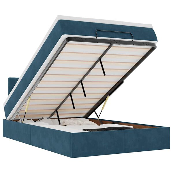 vidaXL Otomanski krevet s madracem i LED tamnoplavi 120x190cm bar&scaron;un