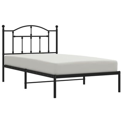 vidaXL Metalni okvir za krevet s uzglavljem crni 100x190 cm
