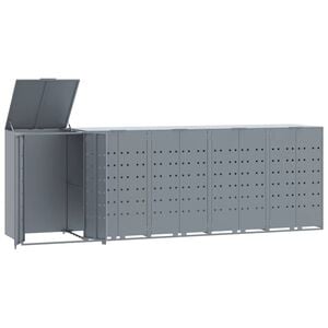 vidaXL Spremi&scaron;te za 5 kanta za otpad sivo 345x79x117 cm čelično