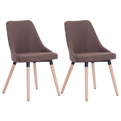 283628 vidaXL Dining Chairs 2 pcs Brown Fabric