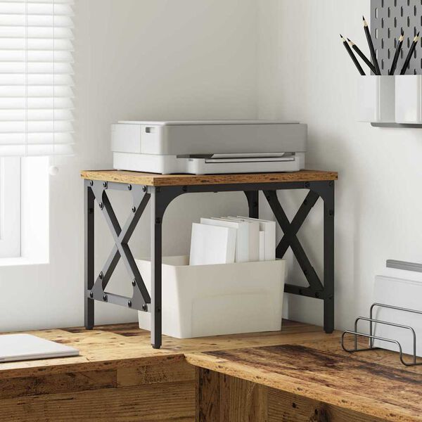 vidaXL Držač za printer Staro drvo 40 x 30 x 31 cm Konstruirano drvo