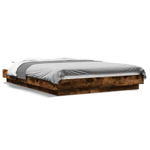 vidaXL Okvir za krevet s LED svjetlima boja hrasta 120 x 200 cm drveni