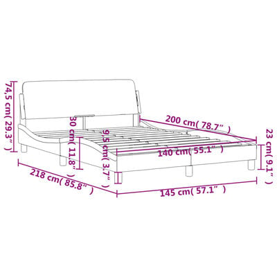 vidaXL Okvir kreveta s uzglavljem crno-bijeli 140x200 cm umjetna koža