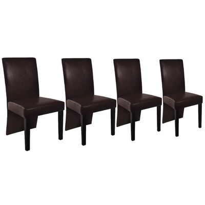 vidaXL Blagovaonske stolice od umjetne kože 4 kom tamnosmeđe