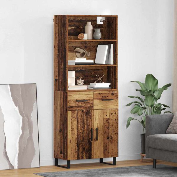 vidaXL Highboard Staro drvo 69,5 x 34 x 180 cm Konstruirano drvo