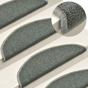 vidaXL Prostirke za stepenice 15 kom 56x17x3 cm tamnozelene poluokrugle