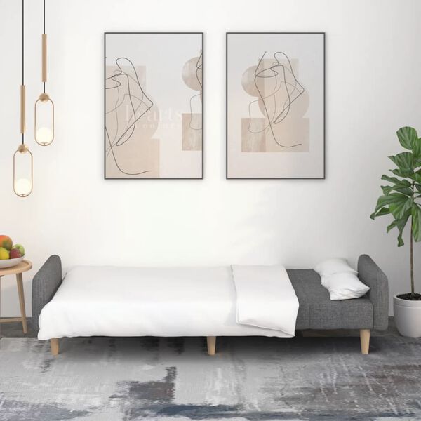 vidaXL Dvosjed na razvlačenje od tkanine svjetlosivi