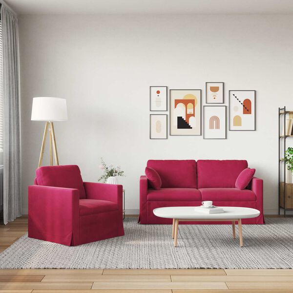 vidaXL Sofa 2 pcs Vinska crvena 158 x 78 x 80 cm Bar&scaron;un
