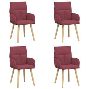vidaXL Trpezarijske stolice 4 pcs Tkanina Vinska crvena
