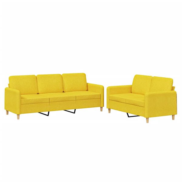 vidaXL 2-dijelni set sofa s jastucima svjetložuti od tkanine