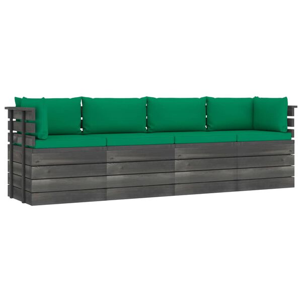 vidaXL Vrtni četverosjed od paleta od masivne borovine s jastucima