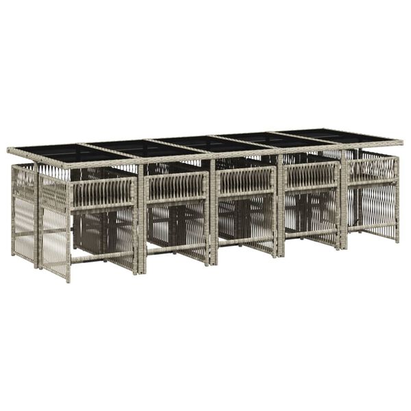 vidaXL 11-dijelni vrtni blagovaonski set s jastucima svijetlosivi