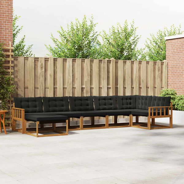 vidaXL Set vanjskih sofa 21 pcs Prirodna i crna Čvrsto drvo akacije