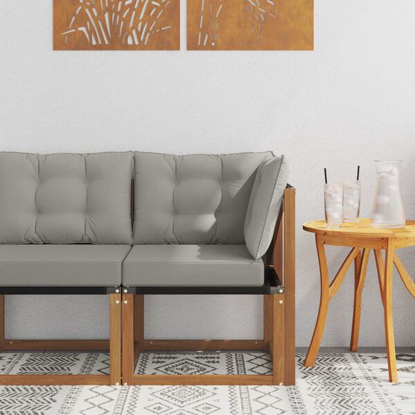 vidaXL Vanjski kutni kauč Masivno bagremovo drvo, Tekstilen Prirodna