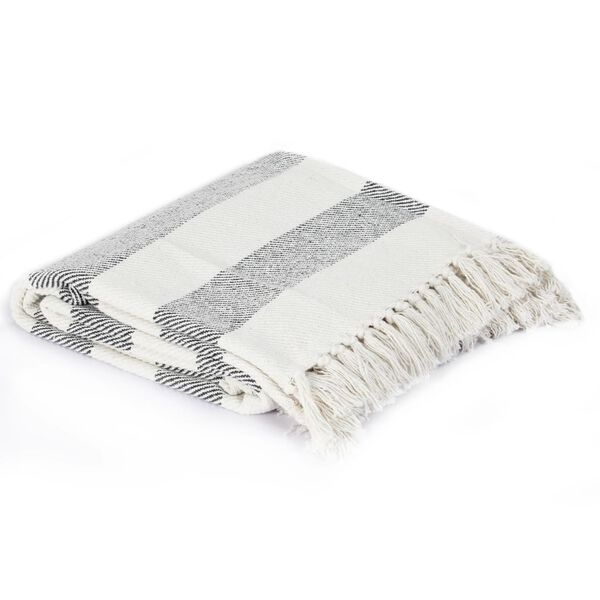 vidaXL Pamučni pokrivač prugasti 125 x 150 cm antracit