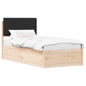 vidaXL Krevetni okvir s tapiciranim uzglavljem Crna 100 x 200 cm