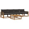vidaXL Set vanjskih sofa s jastukom 5 pcs Prirodna i crna