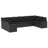 vidaXL 10-dijelni set vrtnih sofa s jastucima crni od poliratana