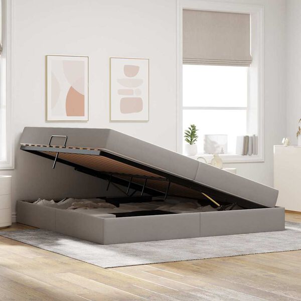 vidaXL Krevet s madracem i skladi&scaron;tem Sivo-smeđa 200 x 200 cm