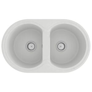 vidaXL Kuhinjski umivaonik Bijelo 78 x 47 x 20.5 cm Granit