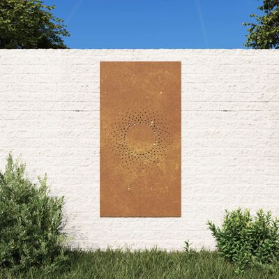 vidaXL Vrtni zidni ukras 105 x 55 cm od čelika COR-TEN s uzorkom sunca