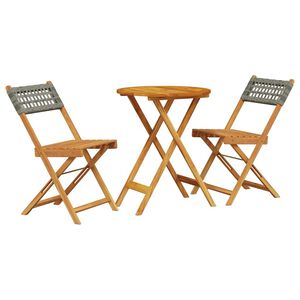 vidaXL 3-dijelni bistro set od poliratana i masivnog drva sivi
