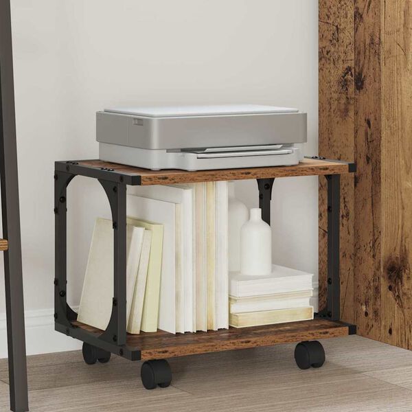 vidaXL Držač za printer Staro drvo 41 x 28 x 33.5 cm Konstruirano drvo