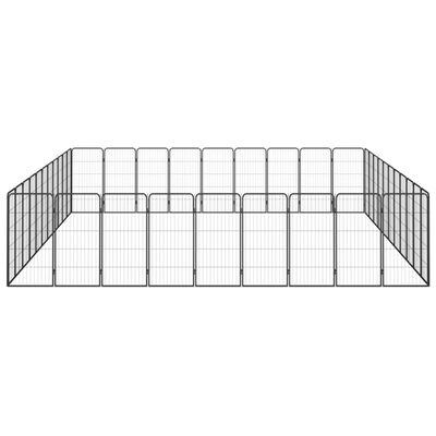vidaXL Ograda za pse s 40 panela crna 50 x 100 cm čelik obložen prahom