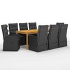 vidaXL 9-dijelni vrtni blagovaonski set crni