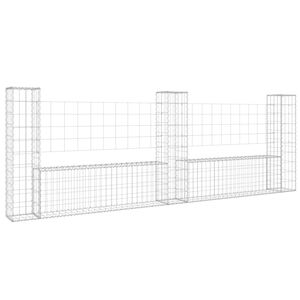 vidaXL Gabionska ko&scaron;ara U-oblika s 3 stupa 260 x 20 x 100 cm željezna