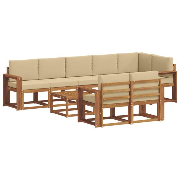 vidaXL Set vanjskih sofa s jastukom 9 pcs Prirodna i bež
