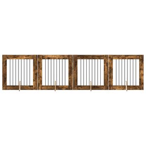 vidaXL Vrata za pse s postoljem 4 pcs Dimljeni hrast 80 x 80 cm