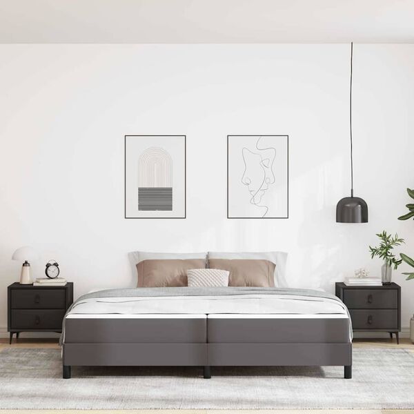 vidaXL Krevetna konstrukcija s madracem Siva 200 x 200 cm tkanina