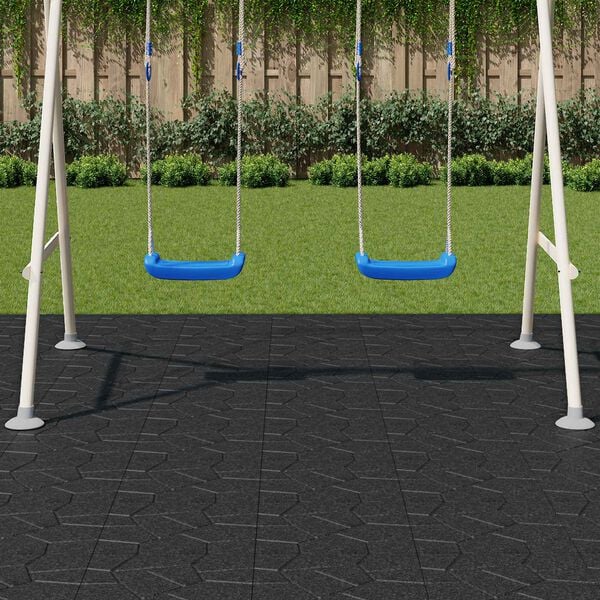 vidaXL Kamen za hodanje 6 pcs Crna 40,5 x 40,5 x 2 cm Guma