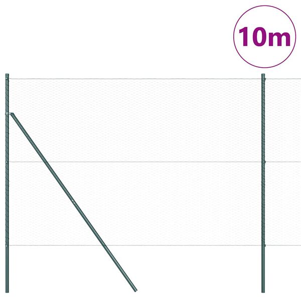 vidaXL Ograda s stupovima Zelena 1.6 x 10 m Čelik prekriven PVC-om