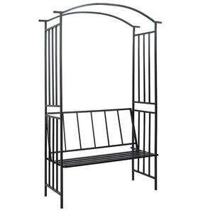 vidaXL Vrtni luk s klupom crni 128 x 50 x 207 cm željezni