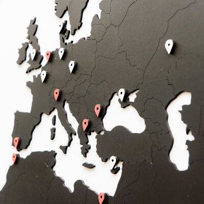 MiMi Innovations zidna drvena karta svijeta Luxury crna 180 x 108 cm