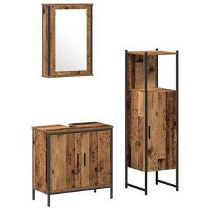vidaXL Set namje&scaron;taja za kupaonicu 3 kom. Smeđa 33 x 33 x 120,5 cm