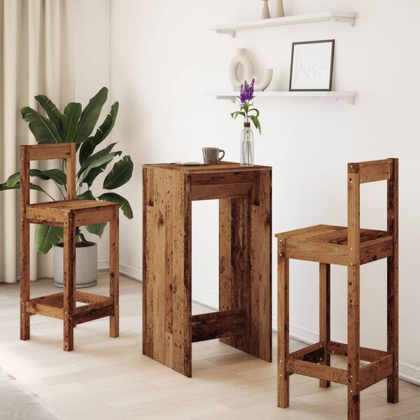 vidaXL Barski stol boja staro drvo 51x50x103,5cm od konstruiranog drva