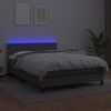 vidaXL Krevet box spring s madracem LED sivi 140x200cm od umjetne kože