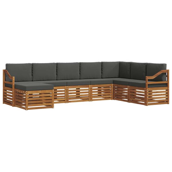 vidaXL Setovi sofa 8 pcs Prirodna i antracit Čvrsto drvo akacije