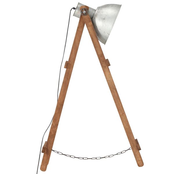 vidaXL Podna svjetiljka srebrna grlo E27 od masivnog drva manga