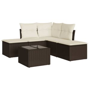 vidaXL 6-dijelni set vrtnih sofa od poliratana s jastucima smeđi