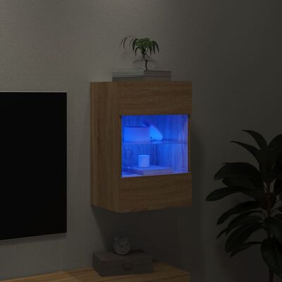 vidaXL Zidni TV ormarić s LED svjetlima boja hrasta 40x30x60,5 cm