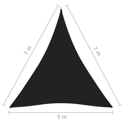 vidaXL Jedro protiv sunca od tkanine Oxford trokutasto 5x7x7 m crno